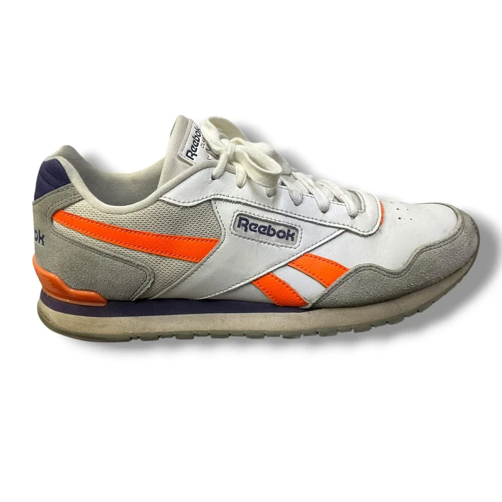 Reebok Classic Nylon Mens White Grey Orange Purple Retro‎ Sneakers DV8145 Sz 9.5